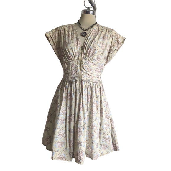 H& M Designer Base Floral Flare Dress 100*% Cotton Size 10 - Picture 14 of 16